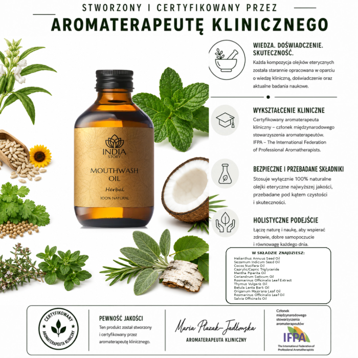 Herbal olej do płukania jamy ustnej ziołowy grafika