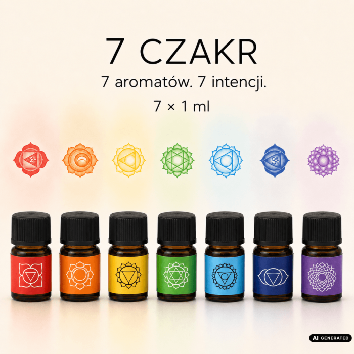 7 czakr zestaw próbek olejków eterycznych do medytacji i pracy z intencją 7x1ml