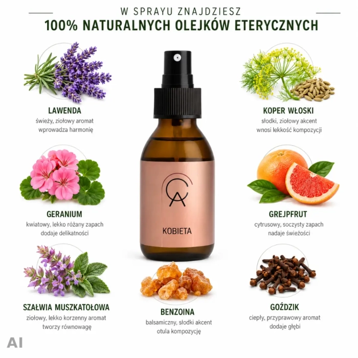 KOBIETA - aromaterapeutyczny spray do przestrzeni, 100ml